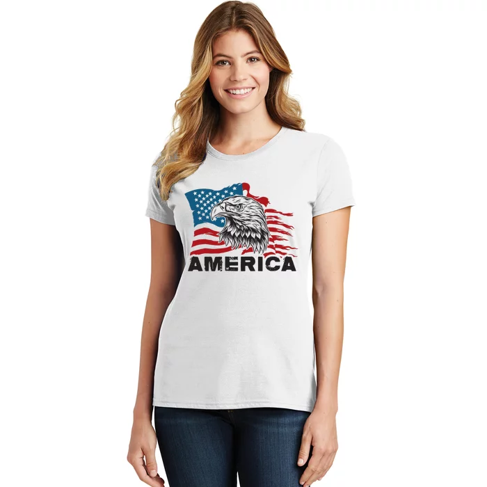 America 4th Of July Independence Day American Eagle Design Women's T-Shirt