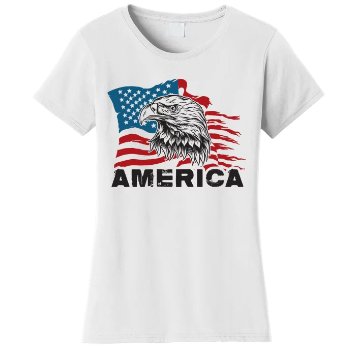 America 4th Of July Independence Day American Eagle Design Women's T-Shirt