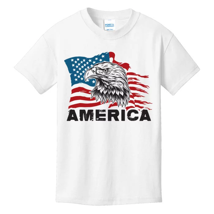 America 4th Of July Independence Day American Eagle Design Kids T-Shirt