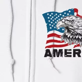 America 4th Of July Independence Day American Eagle Design Full Zip Hoodie