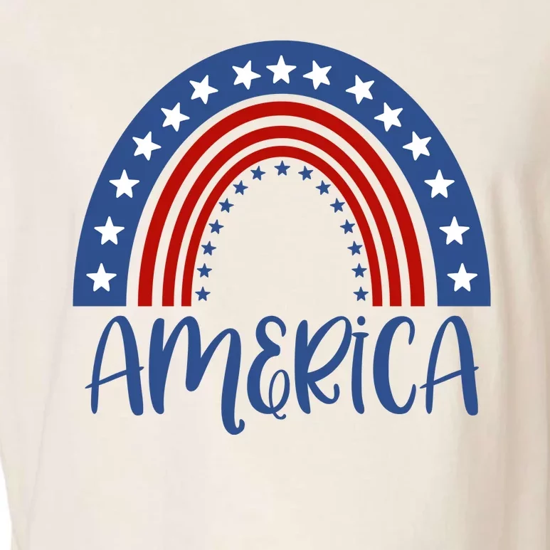 America 4th Of July Rainbow USA Garment-Dyed Women's Muscle Tee