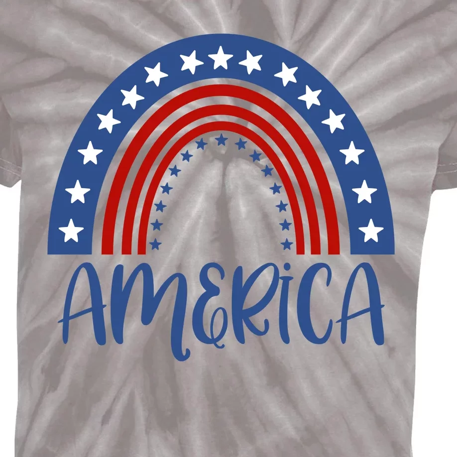 America 4th Of July Rainbow USA Kids Tie-Dye T-Shirt