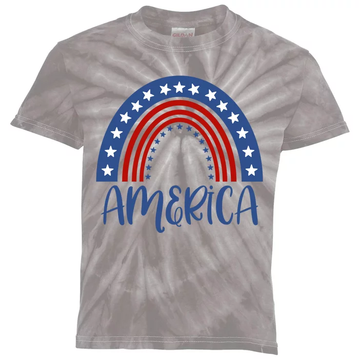 America 4th Of July Rainbow USA Kids Tie-Dye T-Shirt