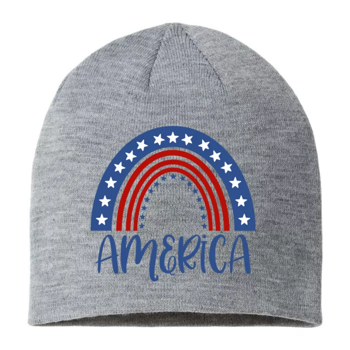 America 4th Of July Rainbow USA 8 1/2in Sustainable Knit Beanie