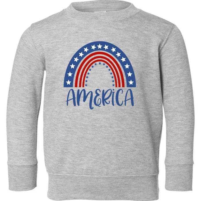 America 4th Of July Rainbow USA Toddler Sweatshirt