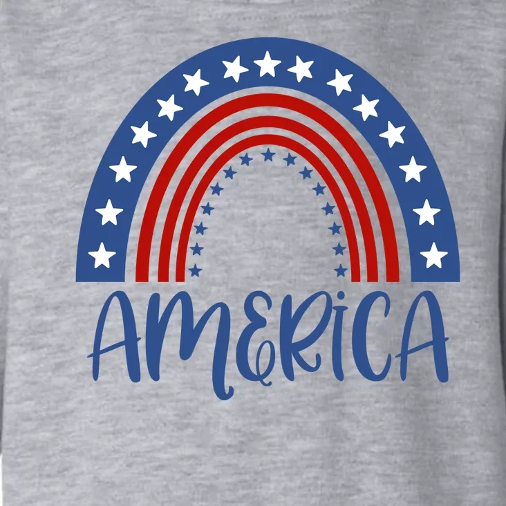 America 4th Of July Rainbow USA Toddler Hoodie