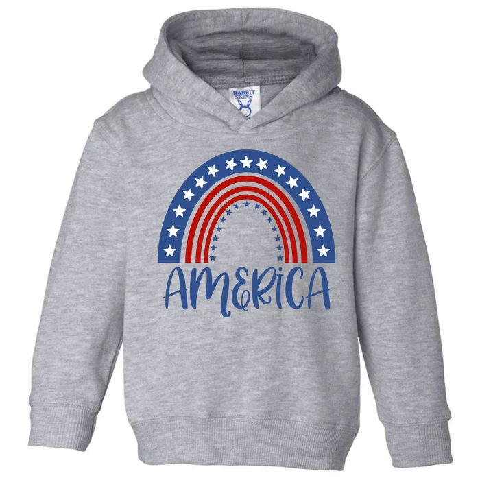 America 4th Of July Rainbow USA Toddler Hoodie