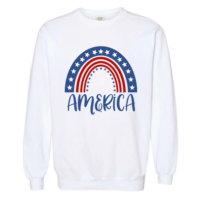 America 4th Of July Rainbow USA Garment-Dyed Sweatshirt