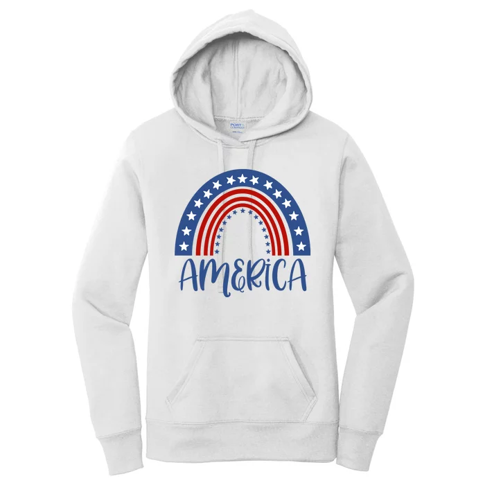 America 4th Of July Rainbow USA Women's Pullover Hoodie