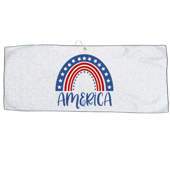 America 4th Of July Rainbow USA Large Microfiber Waffle Golf Towel