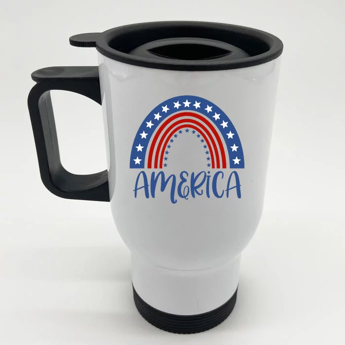 America 4th Of July Rainbow USA Front & Back Stainless Steel Travel Mug