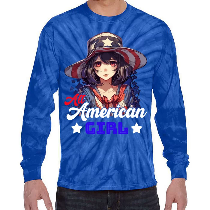 Anime 4th Of July Usa Flag All American Meaningful Gift Tie-Dye Long Sleeve Shirt