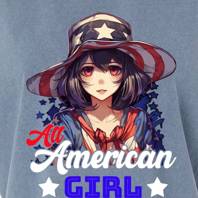 Anime 4th Of July Usa Flag All American Meaningful Gift Garment-Dyed Women's Muscle Tee