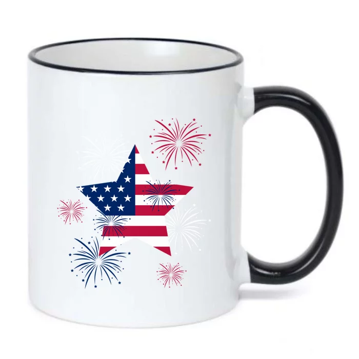 American 4th Of July Independence Day Fireworks Us Flag Great Gift Black Color Changing Mug