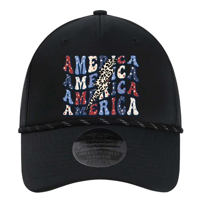 America 4th Of July Lightning Bolt Vintage Groovy Performance The Dyno Cap