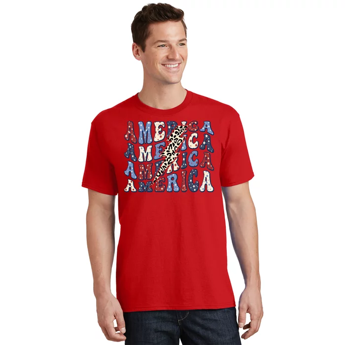 America 4th Of July Lightning Bolt Vintage Groovy T-Shirt