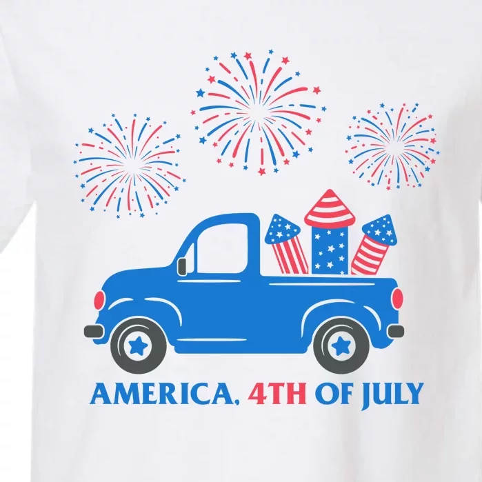 America 4th Of July Firework Truck Garment-Dyed Heavyweight T-Shirt