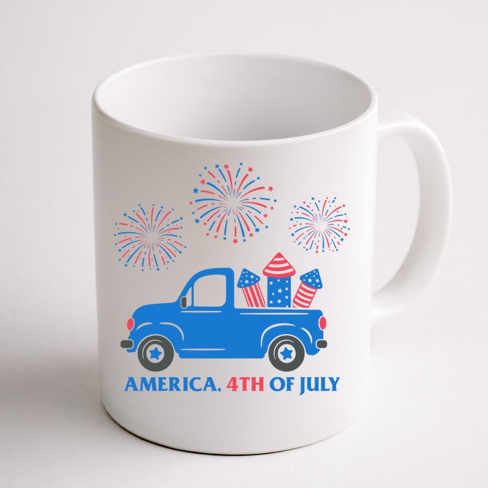 America 4th Of July Firework Truck Front & Back Coffee Mug