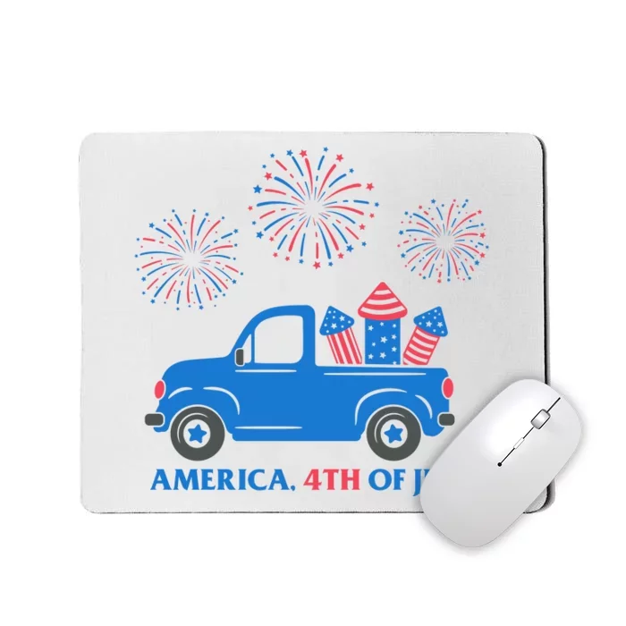 America 4th Of July Firework Truck Mousepad