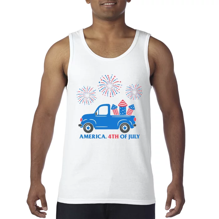 America 4th Of July Firework Truck Tank Top