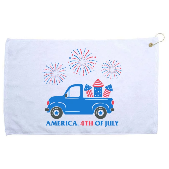 America 4th Of July Firework Truck Grommeted Golf Towel