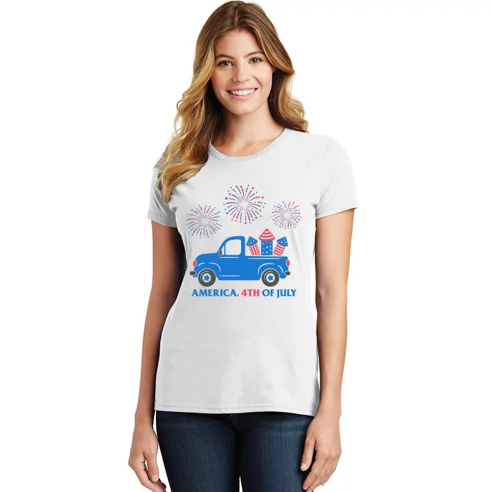 America 4th Of July Firework Truck Women's T-Shirt