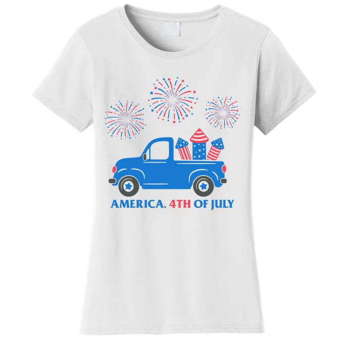 America 4th Of July Firework Truck Women's T-Shirt