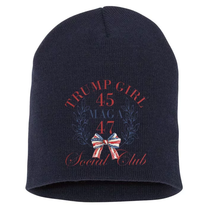 American 4th Of July Trump Girl Short Acrylic Beanie