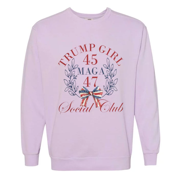 American 4th Of July Trump Girl Garment-Dyed Sweatshirt