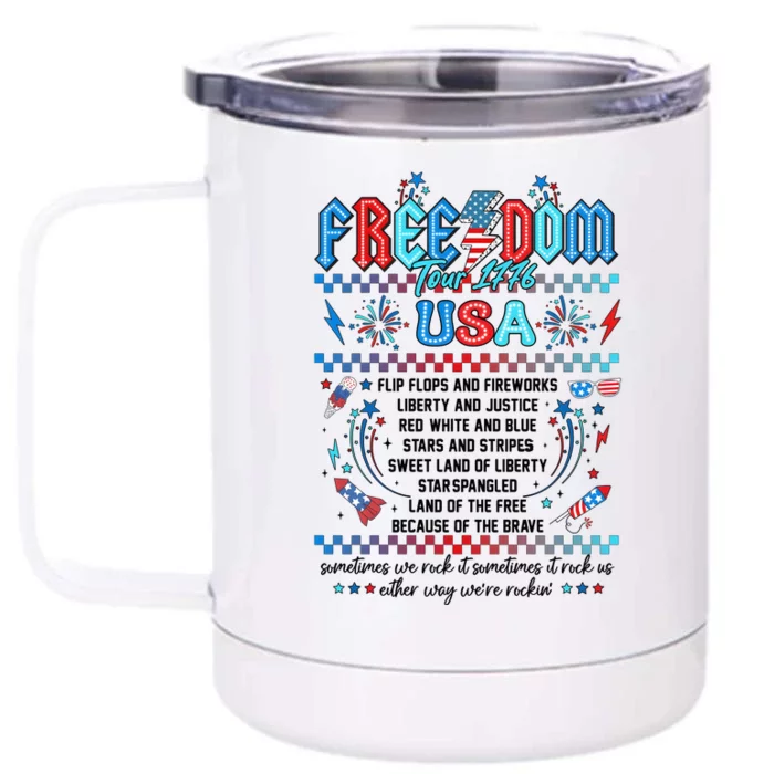 America 4th Of July 1776 Independence Day Front & Back 12oz Stainless Steel Tumbler Cup