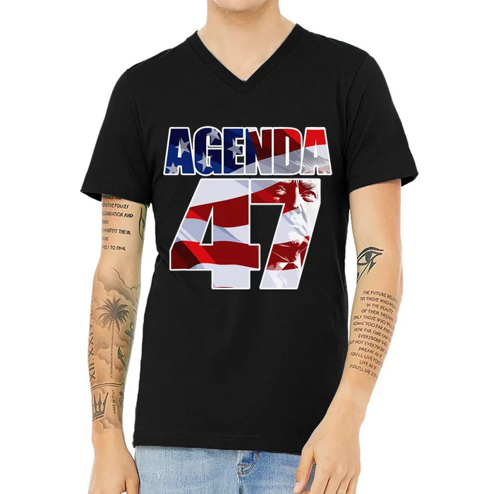 Agenda 47 Patriotic Trump ReElection Campaign Design V-Neck T-Shirt