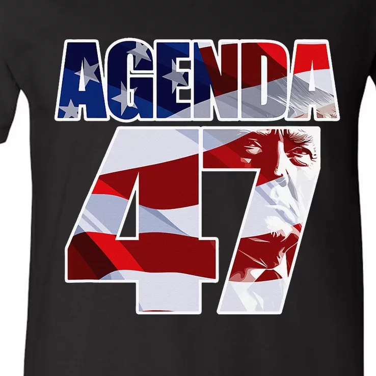 Agenda 47 Patriotic Trump ReElection Campaign Design V-Neck T-Shirt