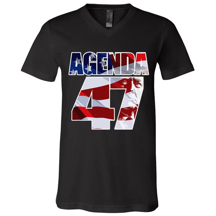 Agenda 47 Patriotic Trump ReElection Campaign Design V-Neck T-Shirt