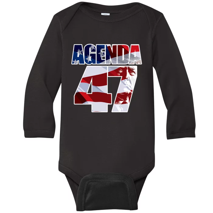 Agenda 47 Patriotic Trump Re Election Campaign Design Baby Long Sleeve Bodysuit