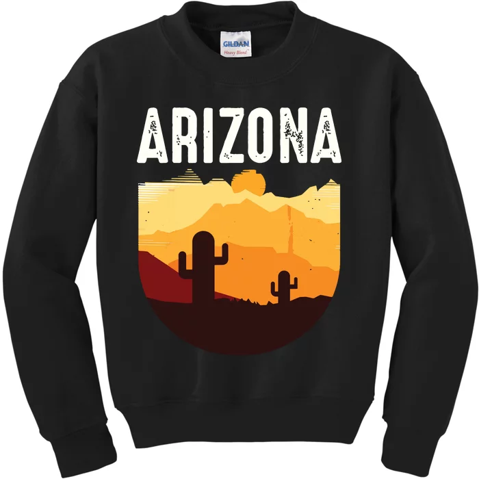 Arizona 48th State Landscape Cactus Kids Sweatshirt