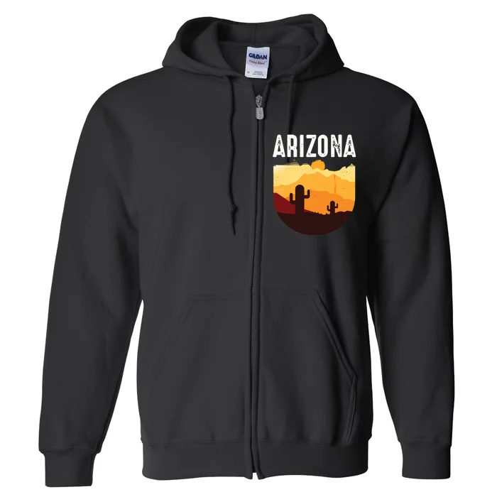 Arizona 48th State Landscape Cactus Full Zip Hoodie