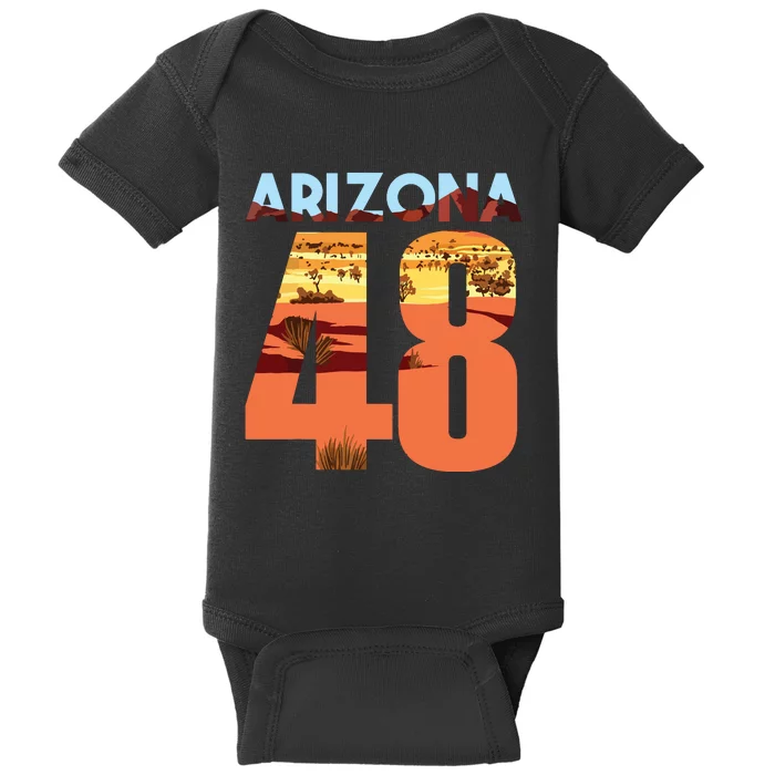 Arizona 48th State Souvenir Arizona 48 Cactus Baby Bodysuit