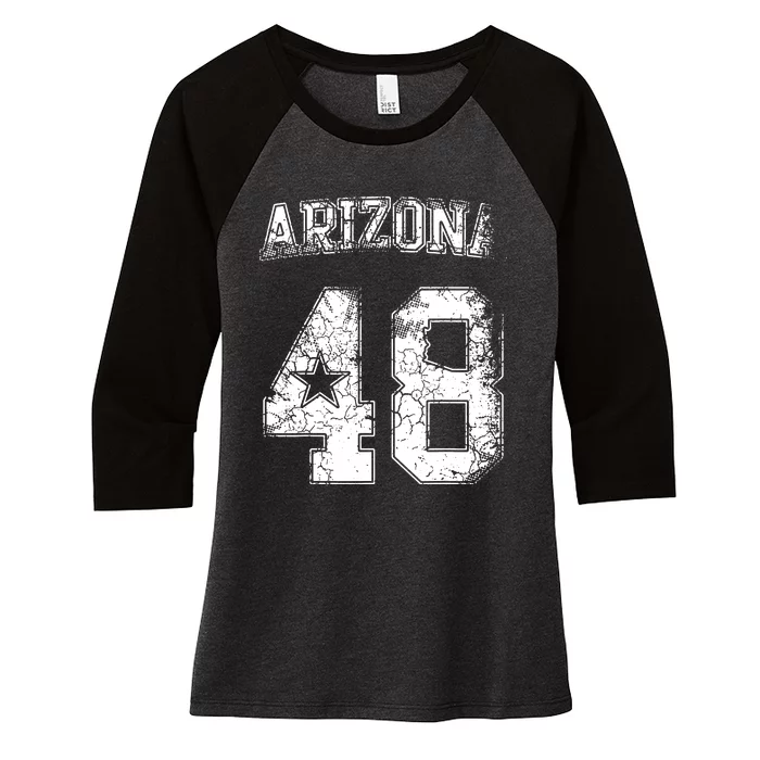 Arizona 48th State Arizonian Family Home Vintage Distressed Women's Tri-Blend 3/4-Sleeve Raglan Shirt