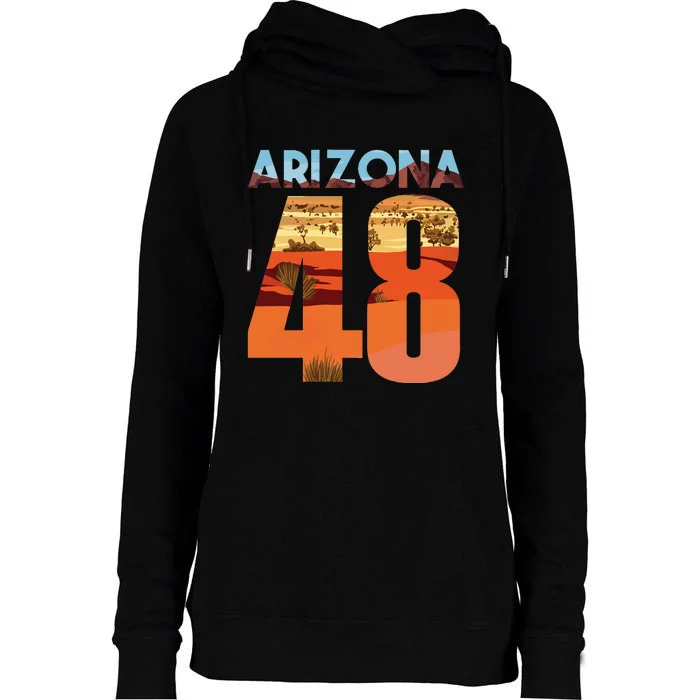 Arizona 48th State Souvenir Arizona 48 Cactus Womens Funnel Neck Pullover Hood