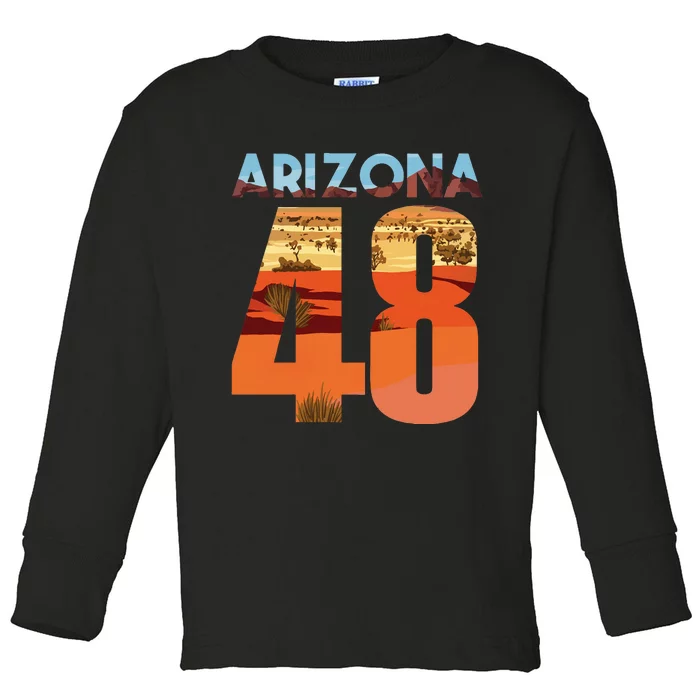 Arizona 48th State Souvenir Arizona 48 Cactus Toddler Long Sleeve Shirt