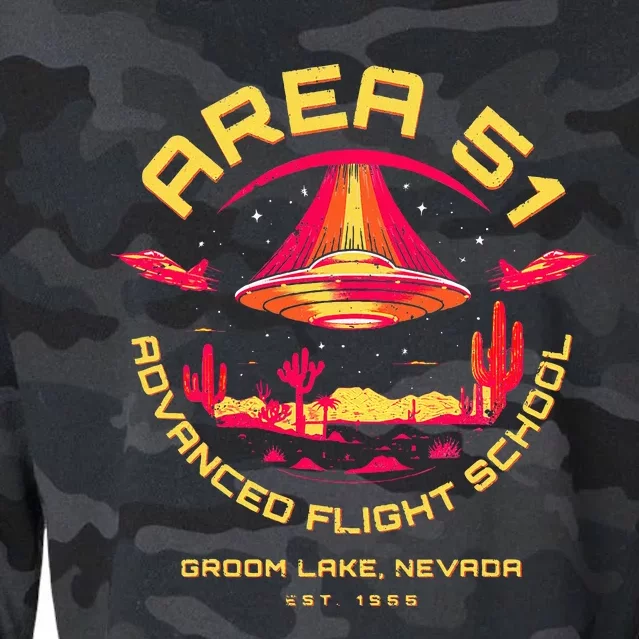 Area 51 Advanced Flight School Groom Lake Nevada Ufo Alien Cropped Pullover Crew