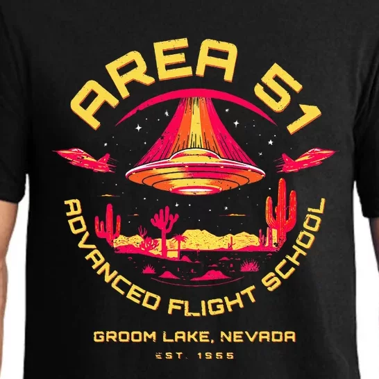 Area 51 Advanced Flight School Groom Lake Nevada Ufo Alien Pajama Set