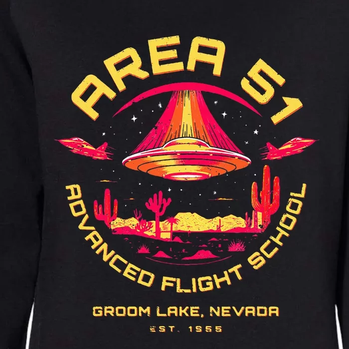 Area 51 Advanced Flight School Groom Lake Nevada Ufo Alien Womens California Wash Sweatshirt