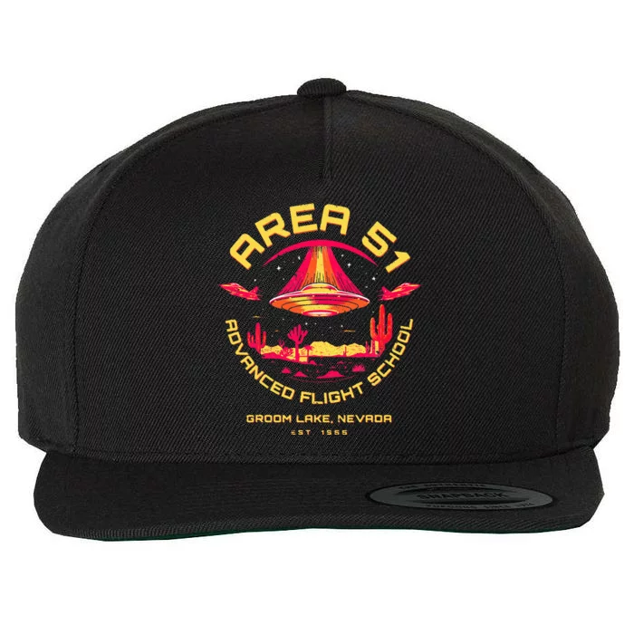 Area 51 Advanced Flight School Groom Lake Nevada Ufo Alien Wool Snapback Cap