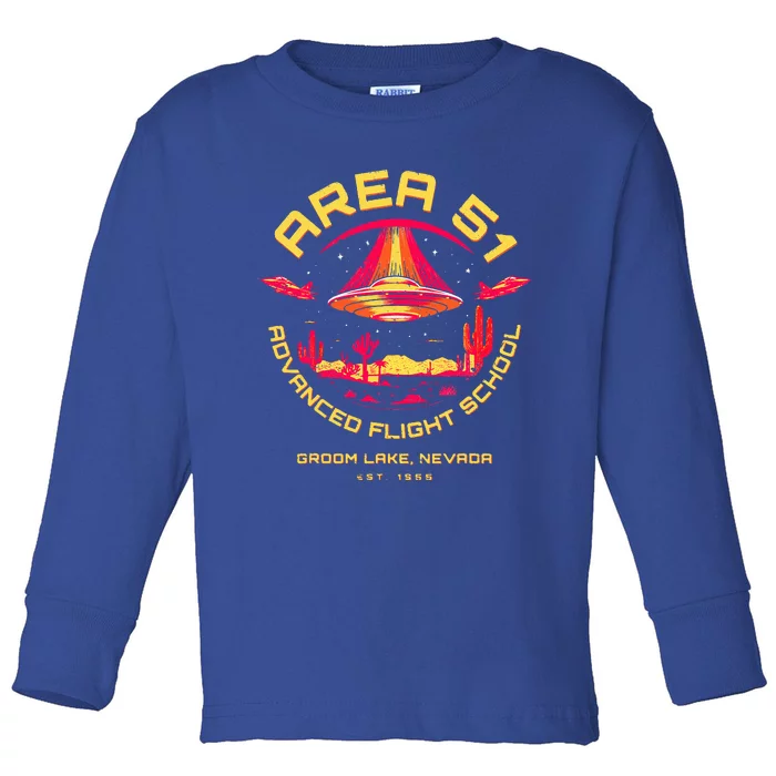 Area 51 Advanced Flight School Groom Lake Nevada Ufo Alien Toddler Long Sleeve Shirt