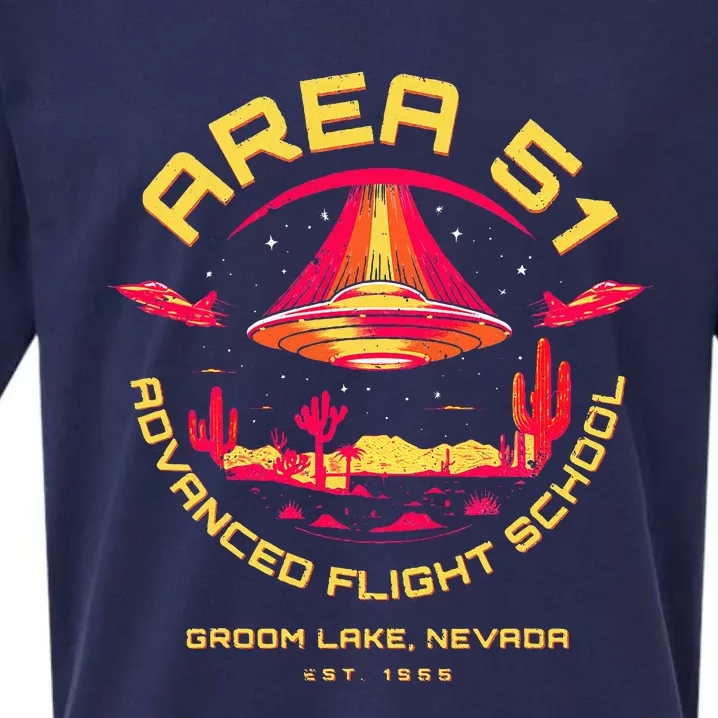 Area 51 Advanced Flight School Groom Lake Nevada Ufo Alien Sueded Cloud Jersey T-Shirt