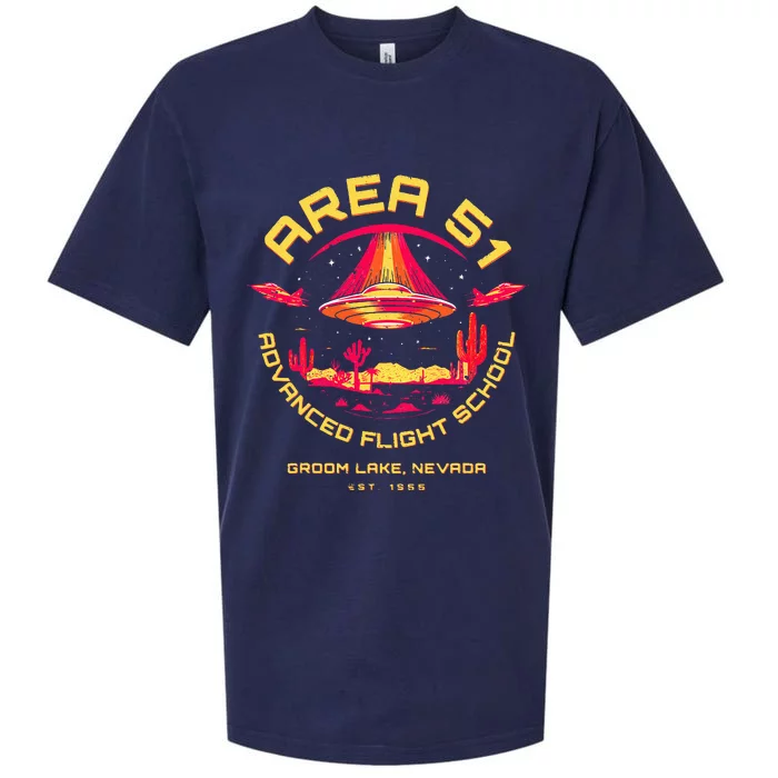 Area 51 Advanced Flight School Groom Lake Nevada Ufo Alien Sueded Cloud Jersey T-Shirt