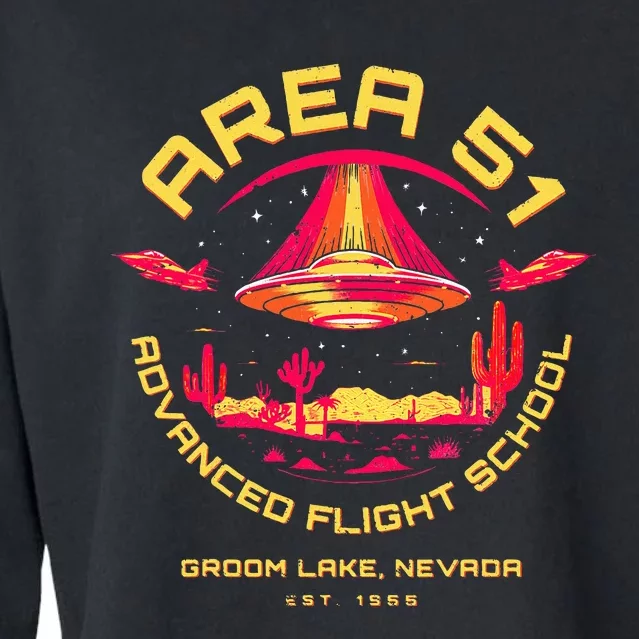 Area 51 Advanced Flight School Groom Lake Nevada Ufo Alien Cropped Pullover Crew