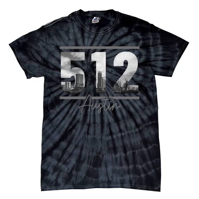 Austin 512 Area Code Skyline Texas Pride Vintage Tie-Dye T-Shirt