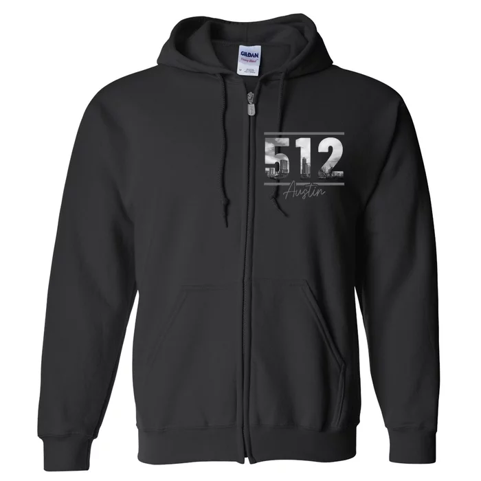 Austin 512 Area Code Skyline Texas Pride Vintage Full Zip Hoodie